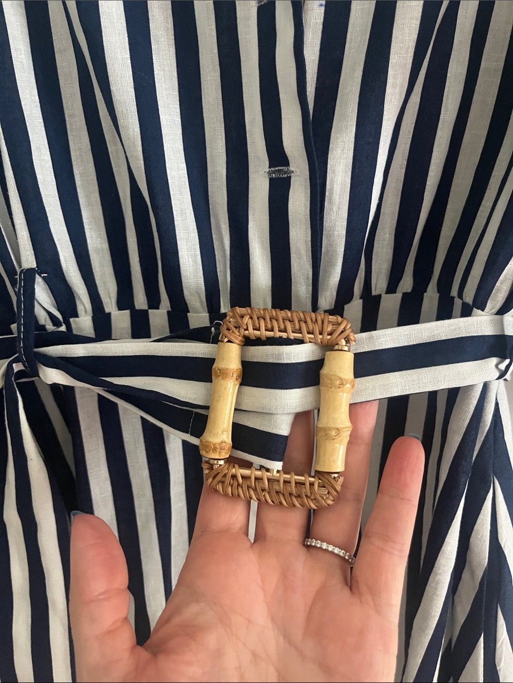 Zara NWT Linen Striped Midi Shirt Dress Size S - Picture 5 of 8